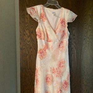 Gorgeous Studio Y Empire Dress V-neck Cap Sleeves Back Tie Size 7